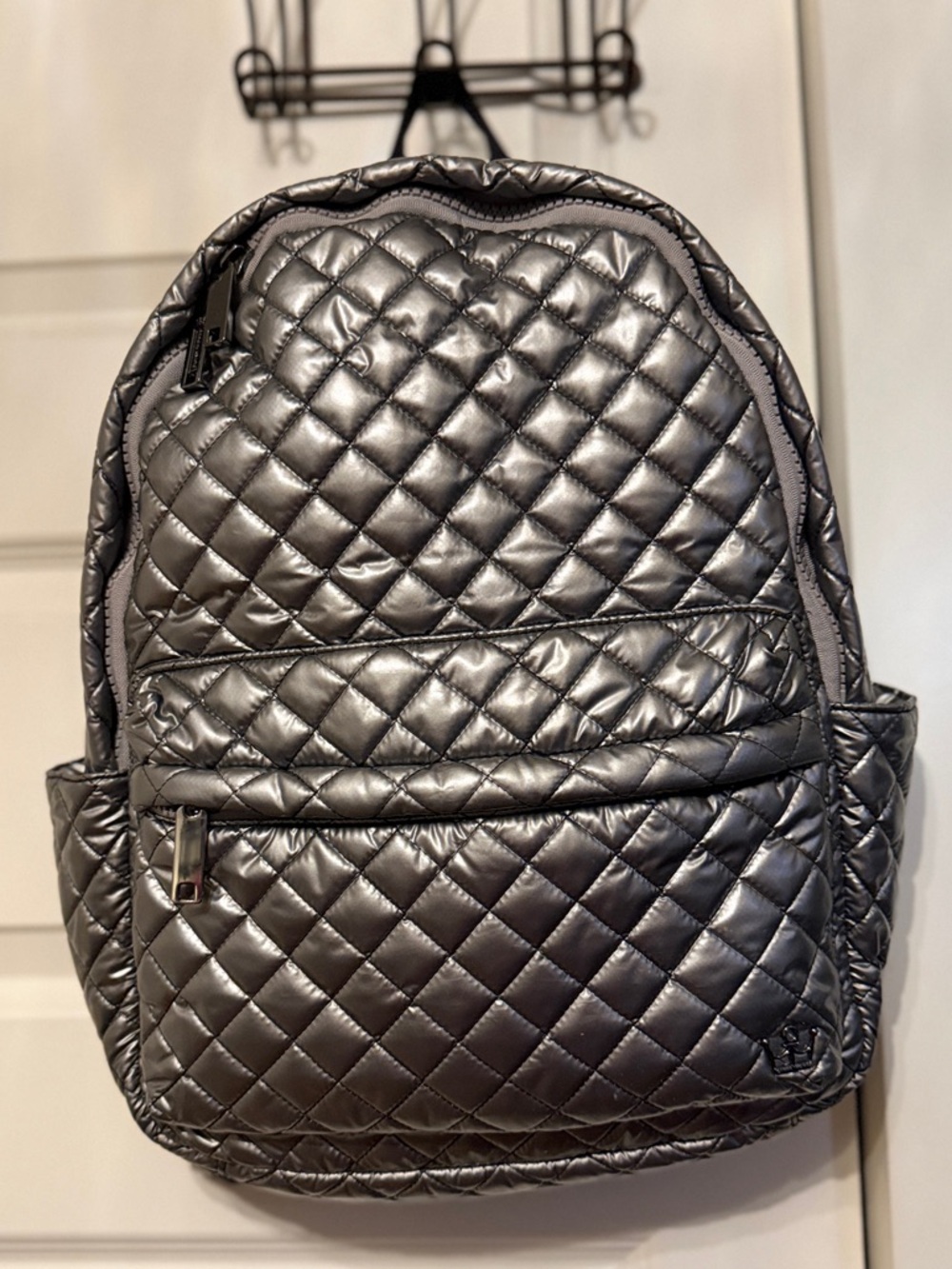 Oliver Thomas Quilted Metallic Gunmetal Backpack